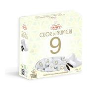 Crispo Confetti Cuor di Numeri al Cioccolato Extra Fondente a Forma di Cuore con Numero a SCELTA 250g (NUMERO 9)