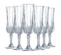 Cristal d'Arques Longchamp Flûte Champagne 14cl Set 6 | Vetro, flûte per vini effervescenti, lavabile in lavastoviglie, prodotto in Francia