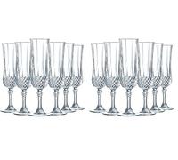 Cristal d'Arques Paris - Collezione Longchamp - 6 flauti da champagne 14 cl in Kwarx, trasparenza, modanature iconiche, made in France confezione rinforzata, adatto alla vendita online.