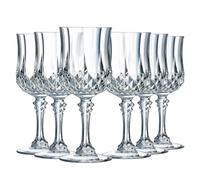 Cristal d'Arques Paris Longchamp Collection - 6 bicchieri da vino 25 cl in Kwarx, lucentezza, trasparenza e alta resistenza, modellature iconiche, realizzati in Francia