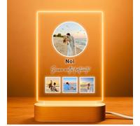 Cristal Plaque Lampada con Foto Personalizzata Coppia - Lampada Coppia con 4 Immagini e Testo - Foto Lampade Personalizzata in Acrilico Regalo Anniversario Matrimonio