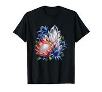 Cristalli di Quarzo Trasparente con King Protea e Blue Sea Holly Maglietta
