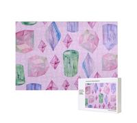 Cristalli e gemme brillanti,Puzzle in legno da 300 pezzi per famiglie, per adulti e adolescenti, decorazioni per la casa