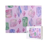 Cristalli e gemme brillanti,Puzzle in legno da 500 pezzi, gioco di famiglia, puzzle per adulti e adolescenti, decorazioni per la casa