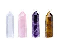 Cristalli e pietre Ametista naturale Punta di cristallo Bacchette Colonna Obelisco Decorazioni for la casa Pietra preziosa lucida Prisma Artigianato Regali 1pz Collezioni di casa ( Color : Random 4pc