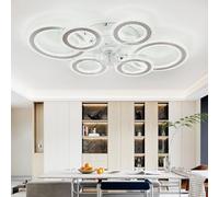 Cristalli Lampadario Ventilatore Soffitto Rotondo Reversibile Dimmerabile Ventilatore Da Soffitto Con Luce Telecomando Alexa Memoria 6 Velocità Timer Plafoniera Con Ventilatore Per Cameretta-White