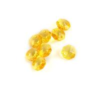 Cristalli pendenti Prismi Arancione Giallo 14mm 200pcs Perline Acriliche Ottagonali Due Fori Lampadario Ottagonale Prisma Perline Cristalli pendenti per la decorazione