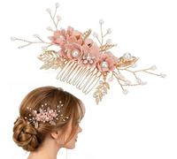 Cristalli Pettine per Chioma da Sposa Verde e Perline Floreale | Lega Denti Integrati, Tenuta Sicura per Chignon e Trecce, Stile Vintage Elegante