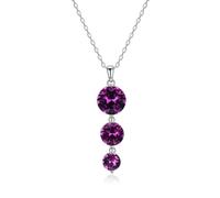 Cristalli Viola dalla Lunga Collana a Ciondolo per Donne Feste No Matrimonio Chic s925 Perline Gioielli