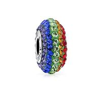 Cristallo Colorato In Argento Sterling .925 Simbolo Dei Diritti Lgbtq Charm Spacer Arcobaleno Per Donne Adolescenti - Adatto Al Braccialetto Europeo