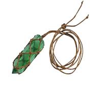 Cristallo di fluorite blu verde - Ciondolo a punta di cristallo fatto a mano, collana con bacchetta di pietre preziose, gioielli al quarzo naturale fatti a mano, collana con cristallo di fluorite