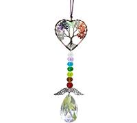 Cristallo di guarigione Decorazione Albero della Vita Accessori da appendere in auto Acchiappasole con ali 7 Chakra Decorazione da appendere alla finestra Ornamenti per la meditazione