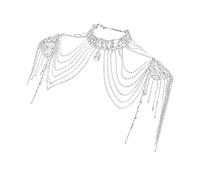 Cristallo nappe spalla corpo catena lega accessorio moda sposa posteriore gioielli accessorio da sposa adatto per sposa collana catena in lega, Misura unica, come descritto, come descritto