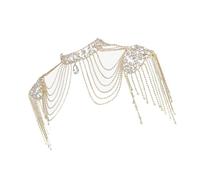 Cristallo nappe spalla corpo catena lega accessorio moda sposa posteriore gioielli accessorio da sposa adatto per sposa collana catena in lega, Misura unica, come descritto, come descritto