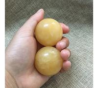Cristallo naturale grezzo 1 paio 50mm Giada naturale Baoding Ball Fitness Pallamano Quarzo Sfera Relax Mano Polso Esercizio Massaggio Terapia Pietra raccolta domiciliare (Color : Gelb)