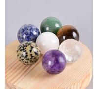 Cristallo naturale grezzo Crystal Ball Set 7 PCS Undrilled 25MM Sfera di pietra naturale Ametista Quarzo Tiger Eye Decor Accessorio Strumento di massaggio