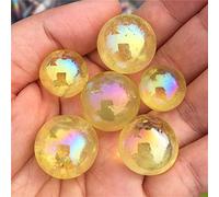 Cristallo naturale grezzo regalo per la famiglia 6 pezzi bella arcobaleno aura sfera di cristallo angelo aura titanio quarzo cristallo naturale decorazione della casa pietra fortunata (colore: giallo)