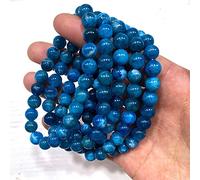 Cristallo naturale ruvido 1pc blu naturale apatite allungamento rotondo braccialetti di quarzo in pietra di cristallo donna regalo gemma gioiello elastico elastico 7-8 mm decorazione domestica