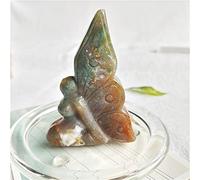 Cristallo naturale ruvido cristallo naturale intaglio mestiere rosa quarzo rosa farfalla fiaba ornamento adatto for la casa (Color : Moss Agate, Size : 7-8cm)