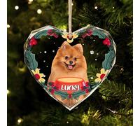 Cristallo Palline di Natale con Cane Gatto Animale domestico Foto Personalizzate,Decorazioni Albero di Natale con Foto e Nome,Interno Esterno ornamento Appeso,Regalo per gli amici amanti degli animali