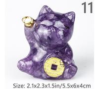 Cristallo Scultura IN Resina Ornamento Fortuna Gatto Mini Statuina Ufficio Casa