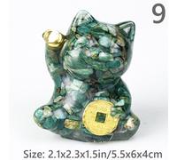 Cristallo Scultura IN Resina Ornamento Fortuna Gatto Mini Statuina Ufficio Casa