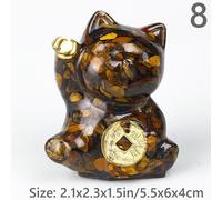Cristallo Scultura IN Resina Ornamento Fortuna Gatto Mini Statuina Ufficio Casa