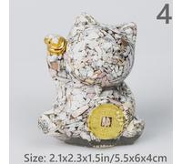 Cristallo Scultura IN Resina Ornamento Fortuna Gatto Mini Statuina Ufficio Casa
