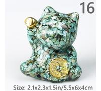 Cristallo Scultura IN Resina Ornamento Fortuna Gatto Mini Statuina Ufficio Casa