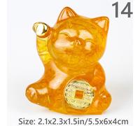 Cristallo Scultura IN Resina Ornamento Fortuna Gatto Mini Statuina Ufficio Casa