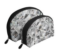 Cristallo stile trama diamante, Borsa per trucco a conchiglia Portamonete da donna Borsa da toilette piccola Borsa per cosmetici 2 pezzi