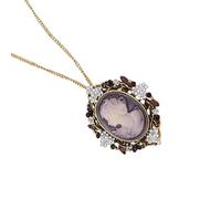 Cristallo Strass Cammeo Charm Vintage Collana Gioielli Vintage Regali per le Vacanze Multi Funzionale Lega Monili Statua Hollow Out Collana Pendente, Medium, come descritto