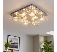 Cristallo Vetro Coprire Luce Cromo Bed Breakfast Quadrato Lxwxh 400x400x135 MM
