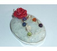 cristalloterapia PENDENTE CHAKRA ROSA PIETRA DI LUNA ARCOBALENO ciondolo amuleto