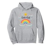 Cristiani del Figlio di Dio per Bambini Arcobaleno Sole Nuvole Felpa con Cappuccio, Unisex per Adulti, Grigio Melange, XXL