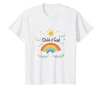 Cristiani del Figlio di Dio per Bambini Arcobaleno Sole Nuvole Maglietta, Bambini, Bianco, 2 Anni
