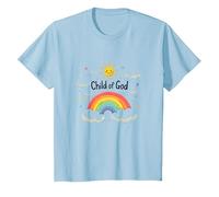 Cristiani del Figlio di Dio per Bambini Arcobaleno Sole Nuvole Maglietta, Bambini, Celeste, 12 Anni