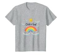 Cristiani del Figlio di Dio per Bambini Arcobaleno Sole Nuvole Maglietta, Bambini, Grigio Melange, 4 Anni
