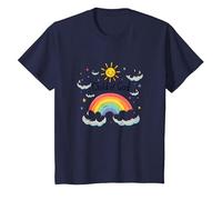 Cristiani del Figlio di Dio per Bambini Arcobaleno Sole Nuvole Maglietta, Bambini, Navy, 10 Anni
