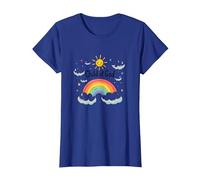 Cristiani del Figlio di Dio per Bambini Arcobaleno Sole Nuvole Maglietta, Donna, Blu Reale, S