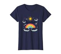 Cristiani del Figlio di Dio per Bambini Arcobaleno Sole Nuvole Maglietta, Donna, Navy, L