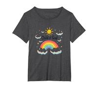 Cristiani del Figlio di Dio per Bambini Arcobaleno Sole Nuvole Maglietta, Donna Plus-Size, Grigio Scuro, 1X