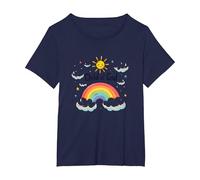 Cristiani del Figlio di Dio per Bambini Arcobaleno Sole Nuvole Maglietta, Donna Plus-Size, Navy, 1X