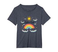 Cristiani del Figlio di Dio per Bambini Arcobaleno Sole Nuvole Maglietta, Donna Plus-Size, Pervinca, 2X