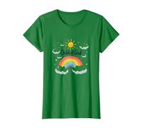 Cristiani del Figlio di Dio per Bambini Arcobaleno Sole Nuvole Maglietta, Donna, Verde Mela, S