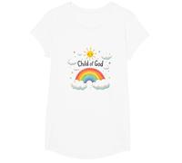 Cristiani del Figlio di Dio per Bambini Arcobaleno Sole Nuvole Maglietta, Ragazze, Bianco, XS