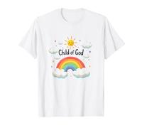 Cristiani del Figlio di Dio per Bambini Arcobaleno Sole Nuvole Maglietta, Uomo, Bianco, S