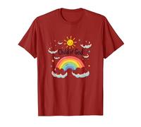 Cristiani del Figlio di Dio per Bambini Arcobaleno Sole Nuvole Maglietta, Uomo, Mirtillo Rosso, 3XL