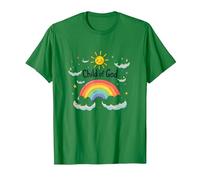 Cristiani del Figlio di Dio per Bambini Arcobaleno Sole Nuvole Maglietta, Uomo, Verde Mela, M