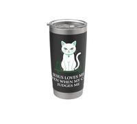 Cristiano Gesù mi ama anche quando il mio gatto giudica il proprietario del gatto Bicchiere termico in acciaio inox doppia parete